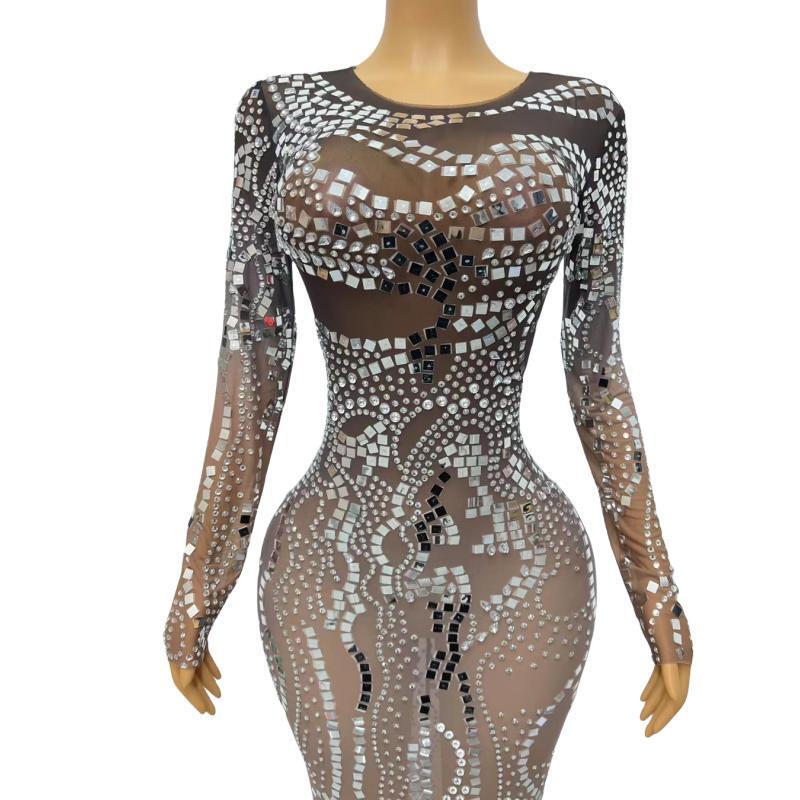 CELESINYI Liangpian Crystal Mirror Mermaid Gown