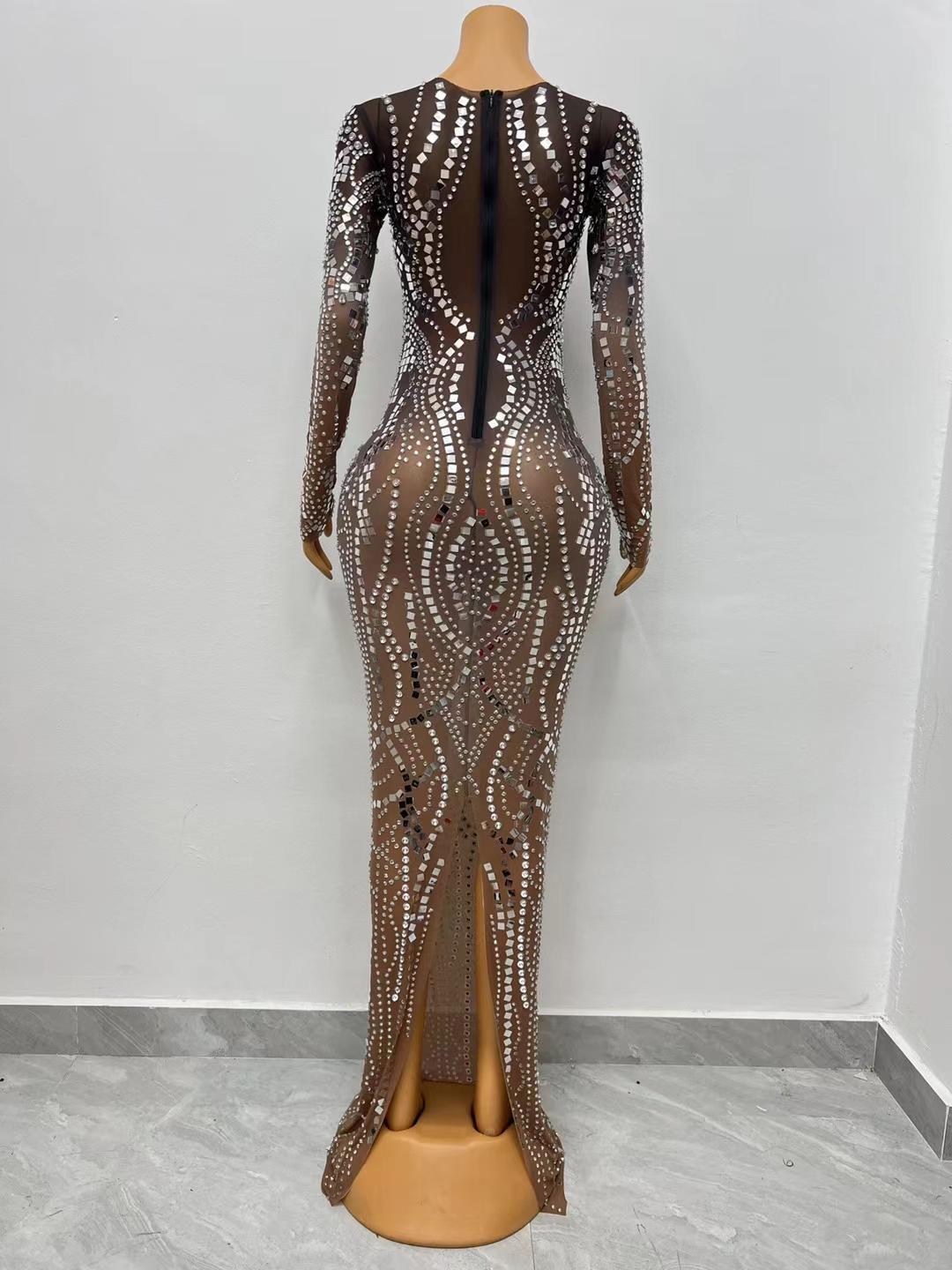 CELESINYI Liangpian Crystal Mirror Mermaid Gown