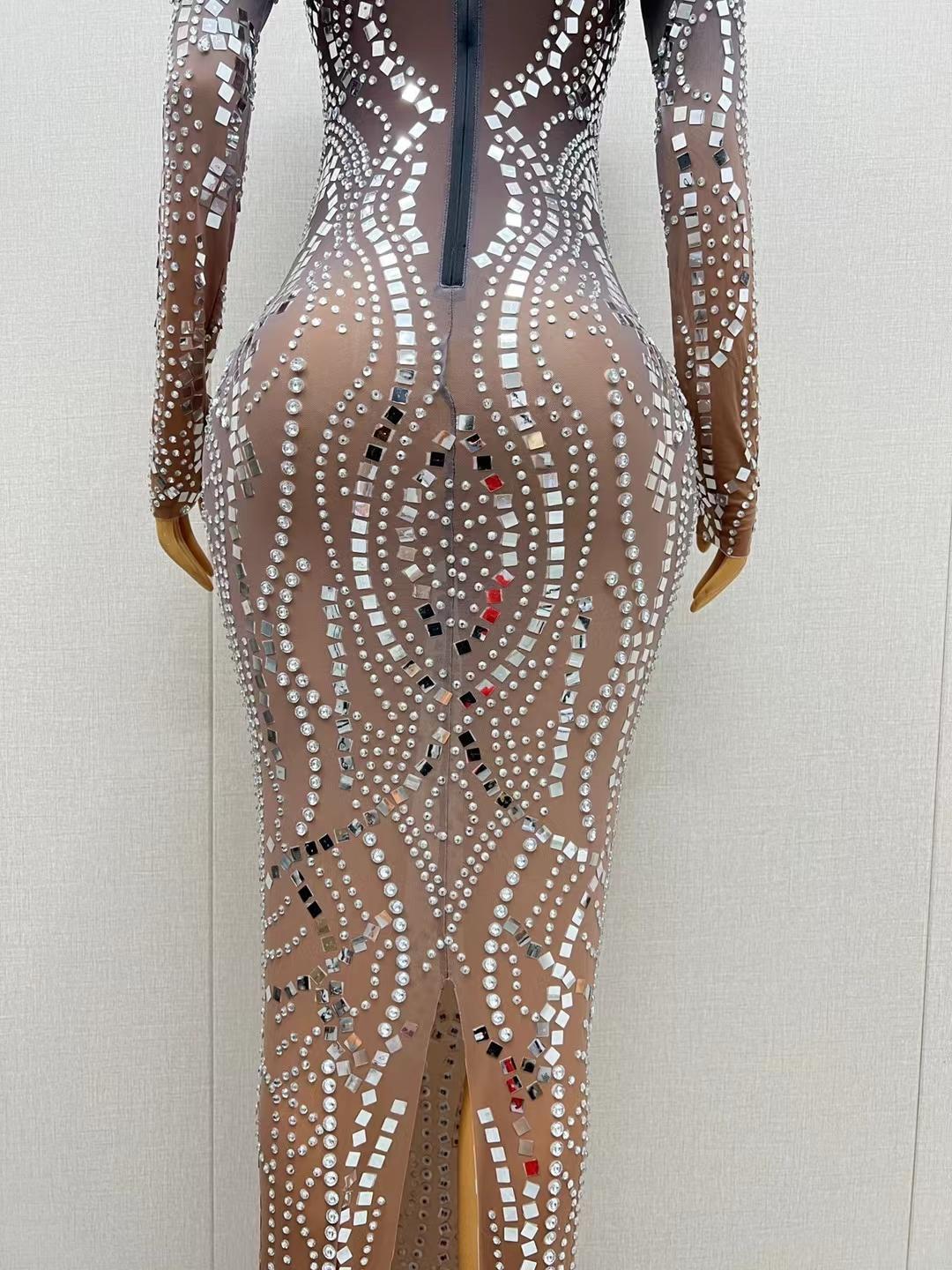 CELESINYI Liangpian Crystal Mirror Mermaid Gown