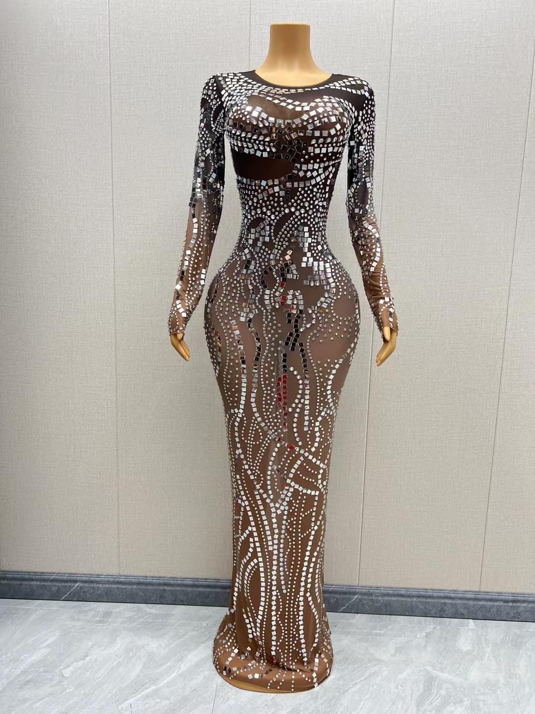CELESINYI Liangpian Crystal Mirror Mermaid Gown