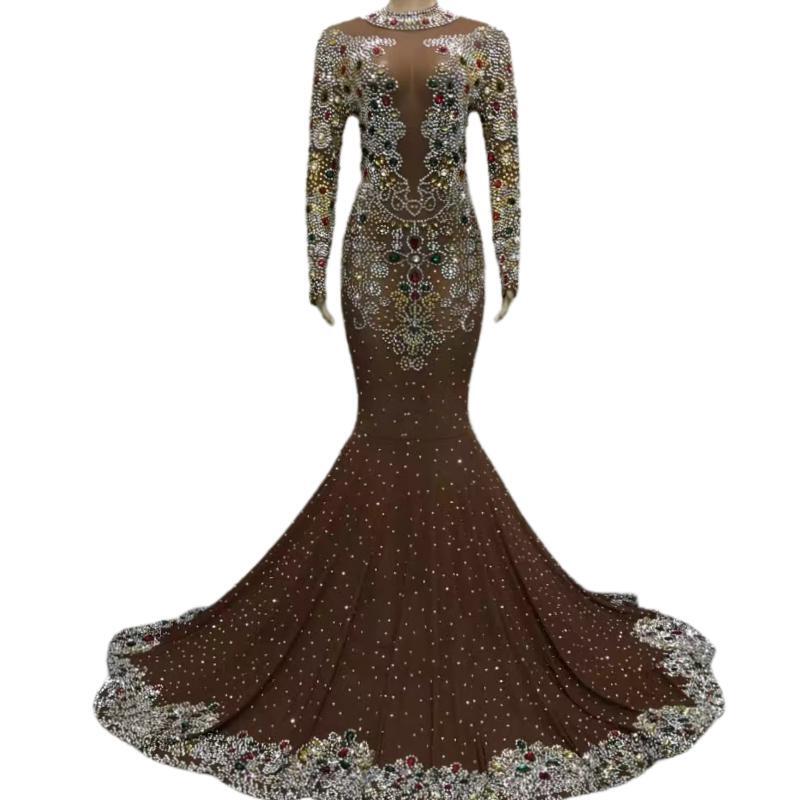 CELESINYI Jinzi Crystal Gold Gown