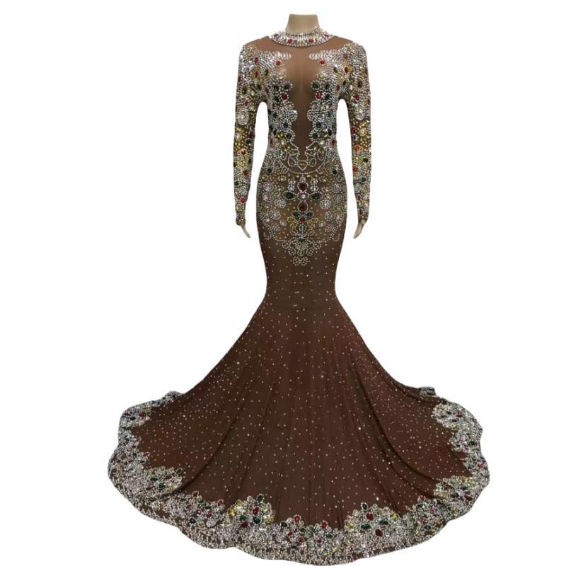 CELESINYI Jinzi Crystal Gold Gown