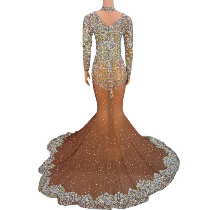 CELESINYI Jinzi Crystal Gold Gown