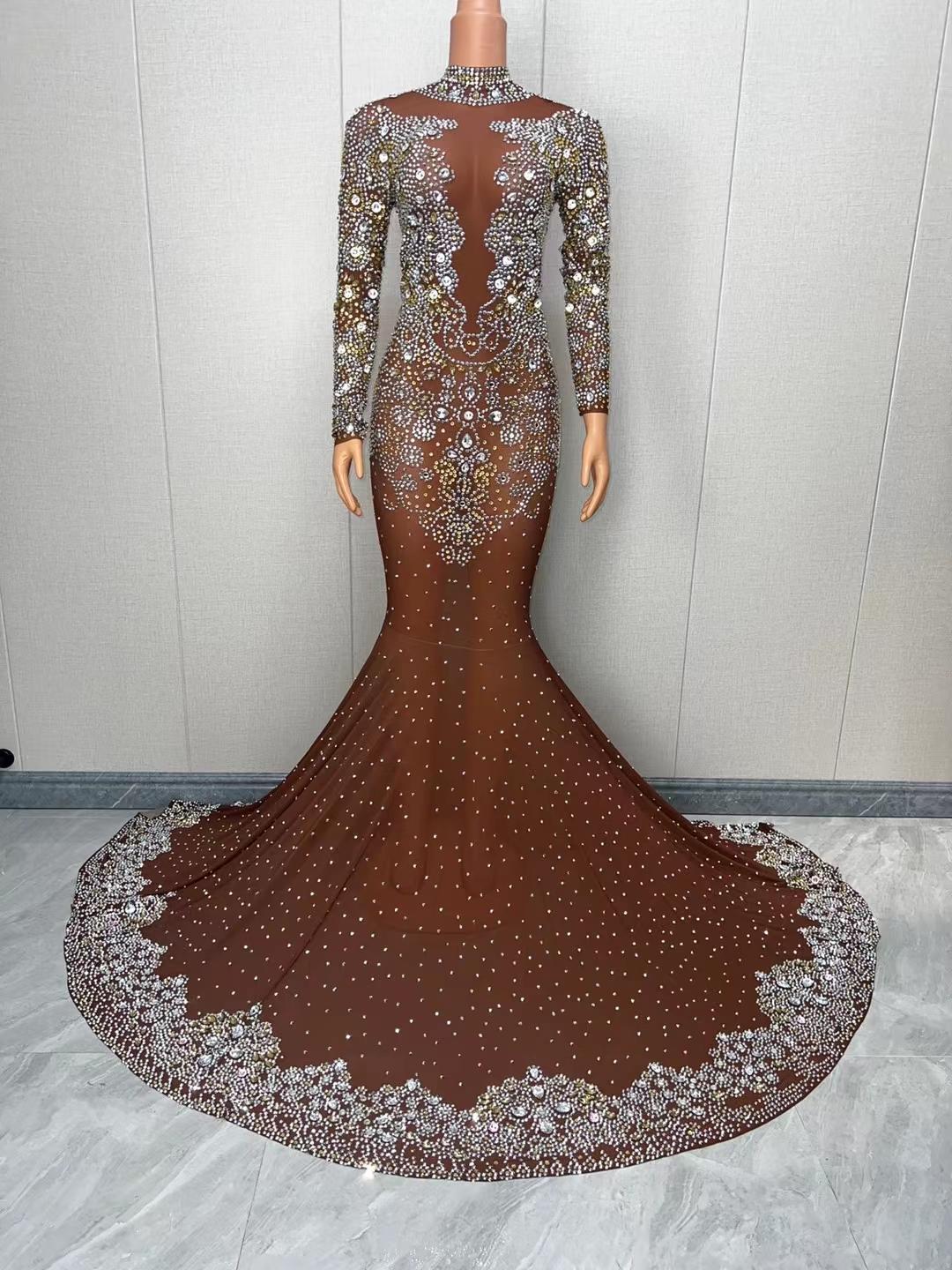 CELESINYI Jinzi Crystal Gold Gown