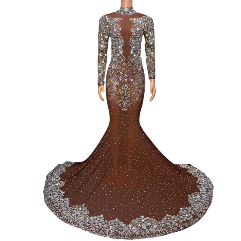 CELESINYI Jinzi Crystal Gold Gown