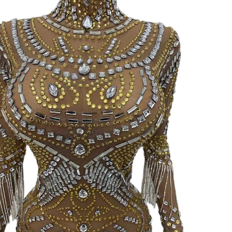 CELESINYI Mifeng Crystal Bee Mini Dress