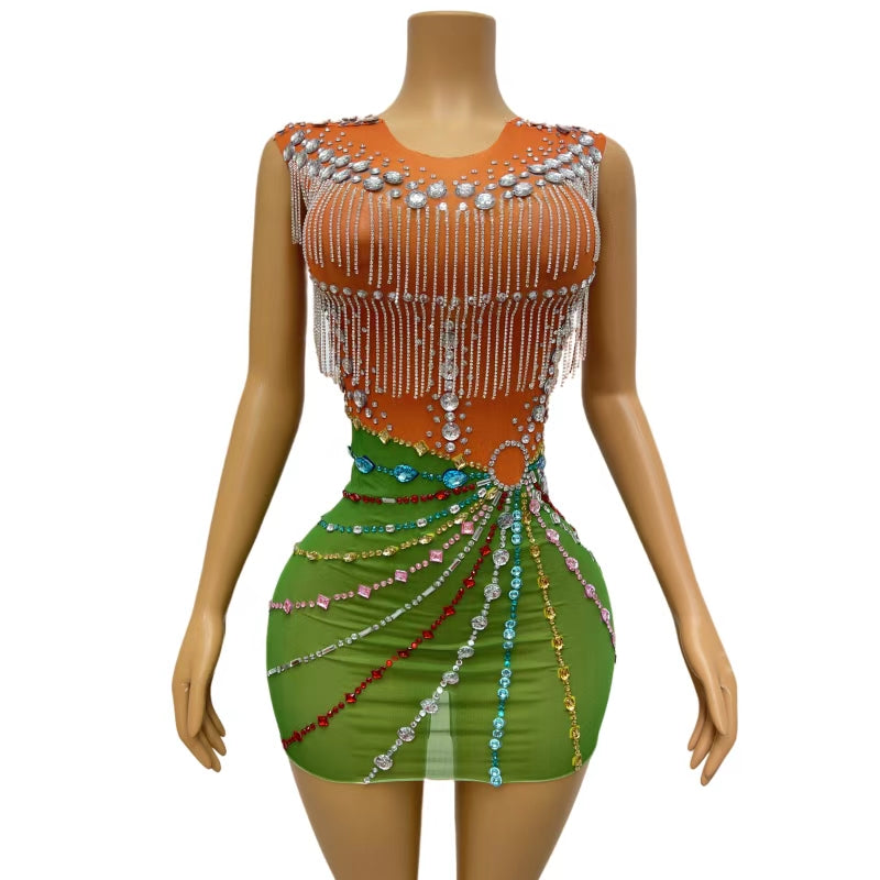 CELESINYI Lvcheng Crystal Orange Gown