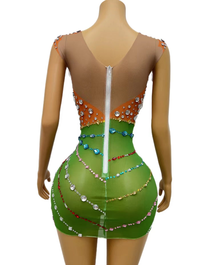 CELESINYI Lvcheng Crystal Orange Gown
