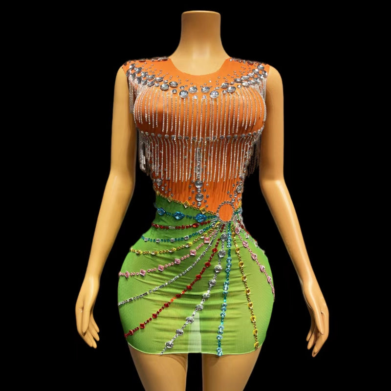 CELESINYI Lvcheng Crystal Orange Gown