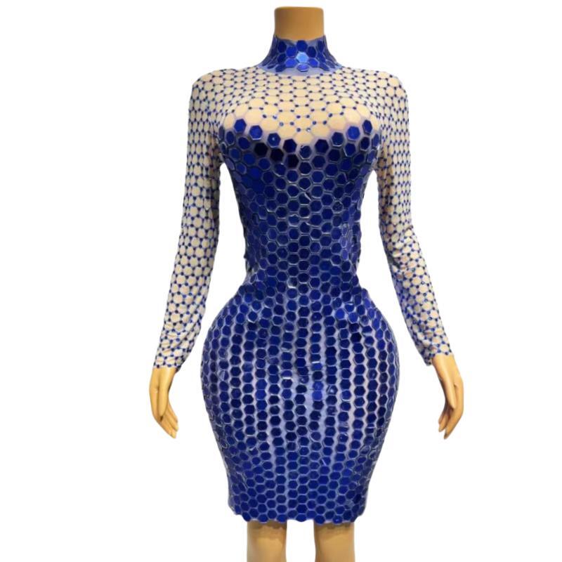 CELESINYI Fengwo Crystal Honeycomb Mini Dress