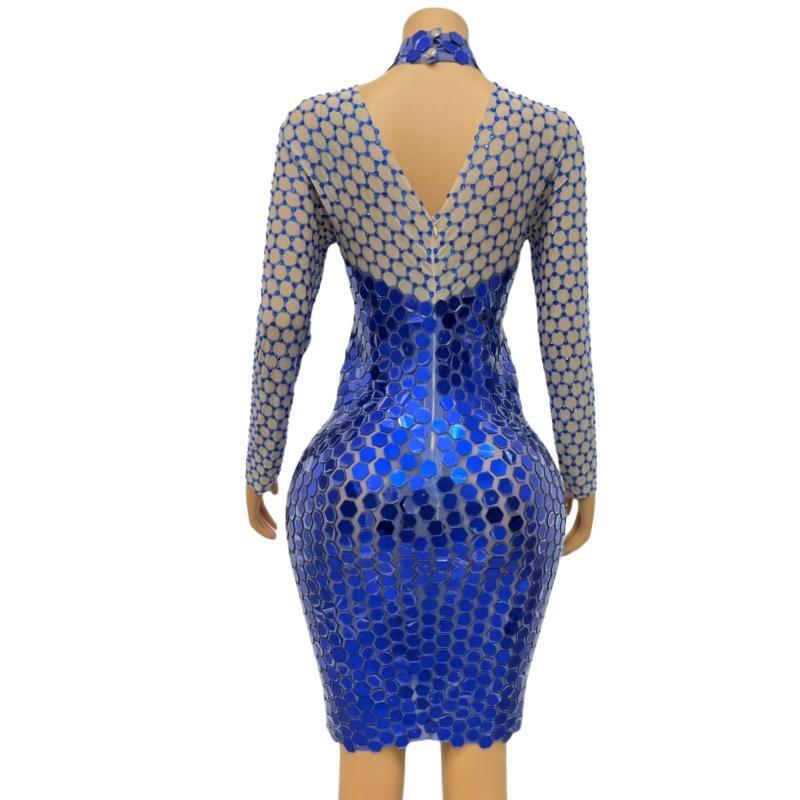 CELESINYI Fengwo Crystal Honeycomb Mini Dress