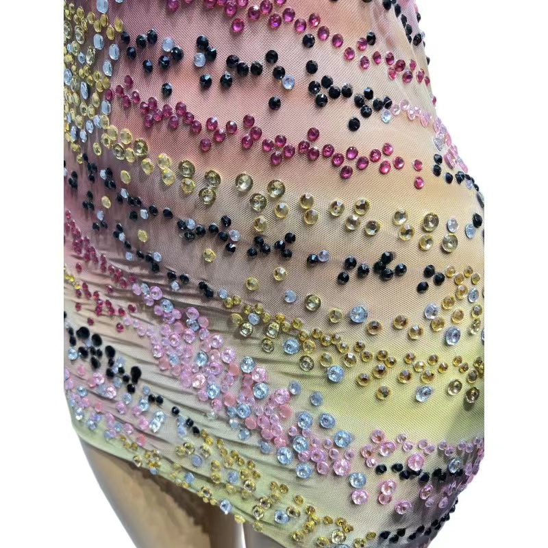 CELESINYI Fenchen Crystal Dust Mini Dress