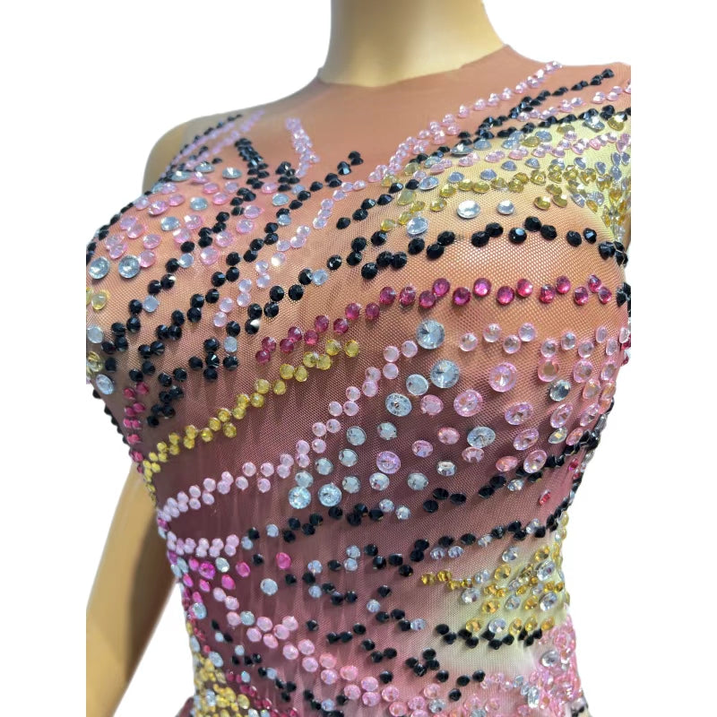 CELESINYI Fenchen Crystal Dust Mini Dress
