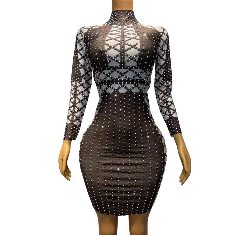 CELESINYI Diandian Crystal Dot Mini Dress