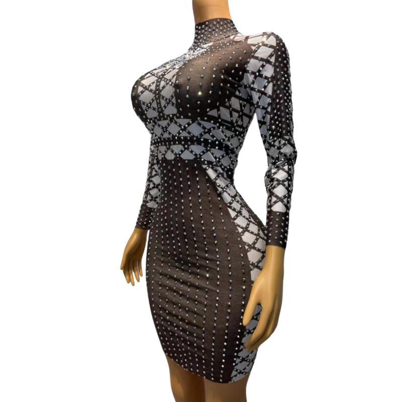 CELESINYI Diandian Crystal Dot Mini Dress