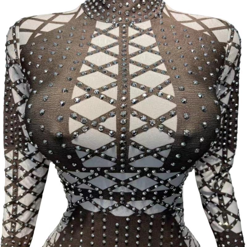 CELESINYI Diandian Crystal Dot Mini Dress
