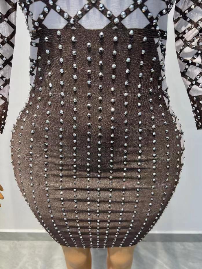 CELESINYI Diandian Crystal Dot Mini Dress