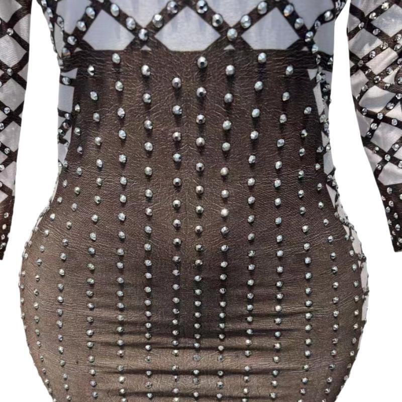 CELESINYI Diandian Crystal Dot Mini Dress