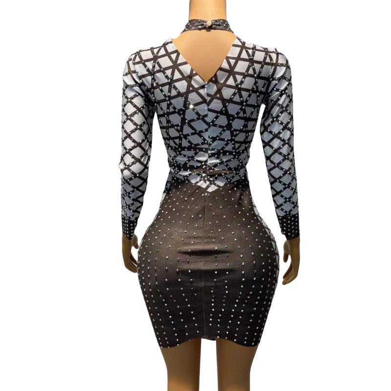 CELESINYI Diandian Crystal Dot Mini Dress