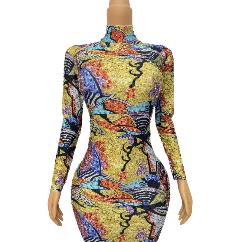 CELESINYI Caihuang Crystal Print Gown