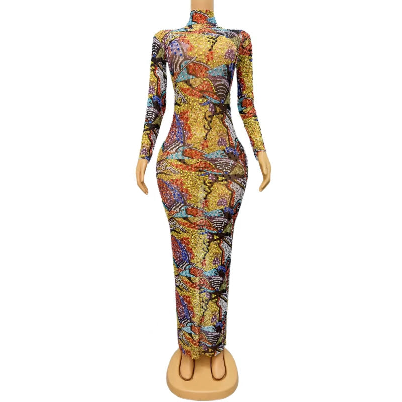 CELESINYI Caihuang Crystal Print Gown
