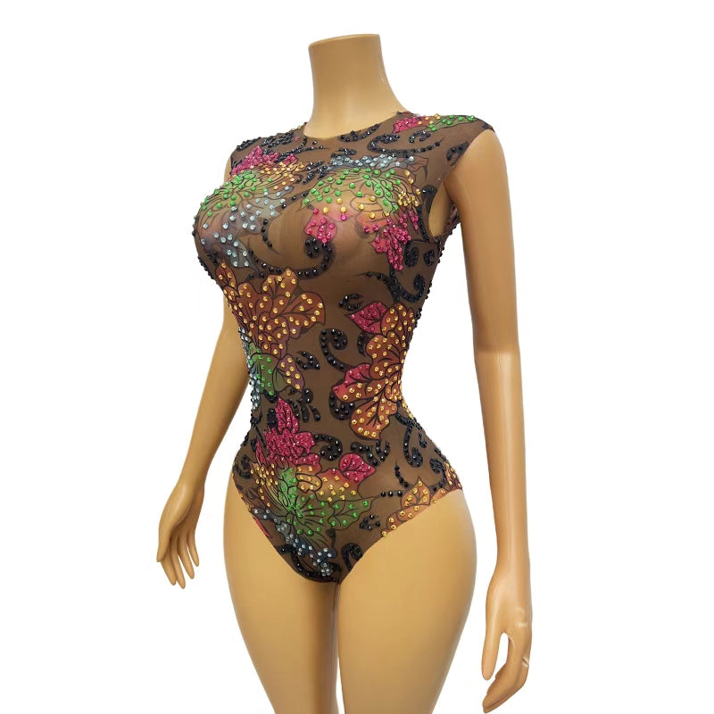 CELESINYI Caihuagaocha Crystal Flower Jumpsuit