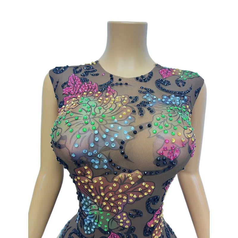 CELESINYI Caihuagaocha Crystal Flower Jumpsuit