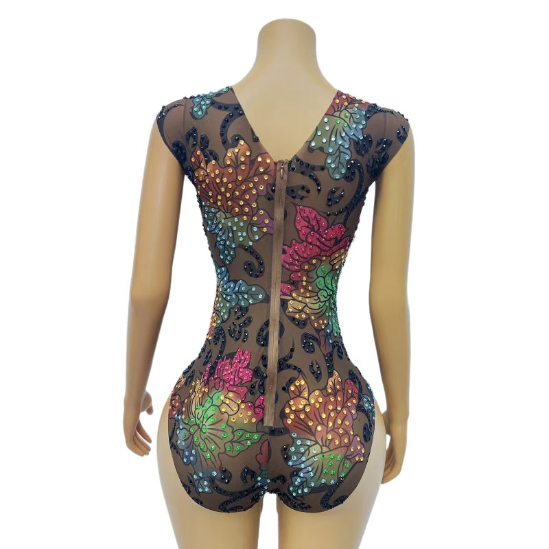 CELESINYI Caihuagaocha Crystal Flower Jumpsuit