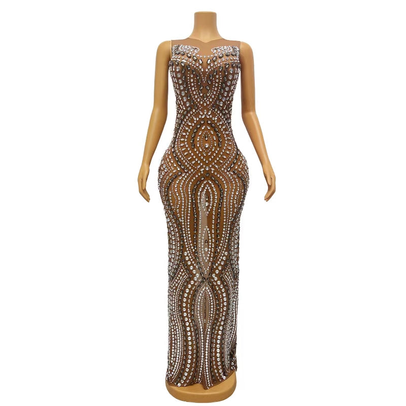 CELESINYI Bowen Crystal Wave Mermaid Gown