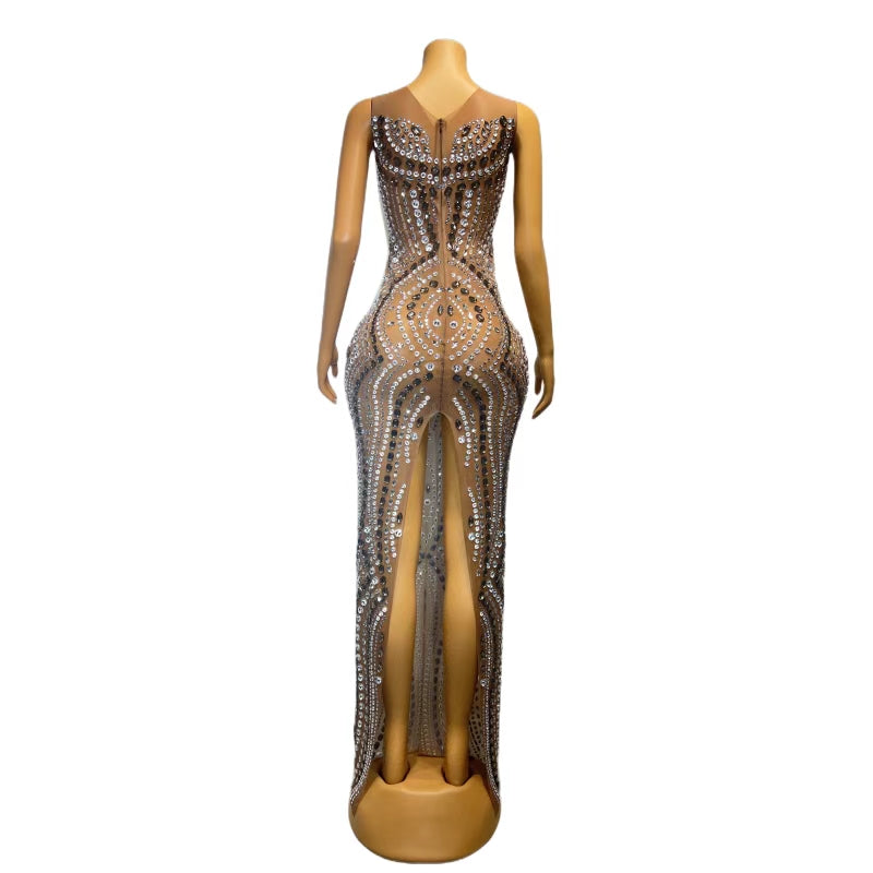 CELESINYI Bowen Crystal Wave Mermaid Gown
