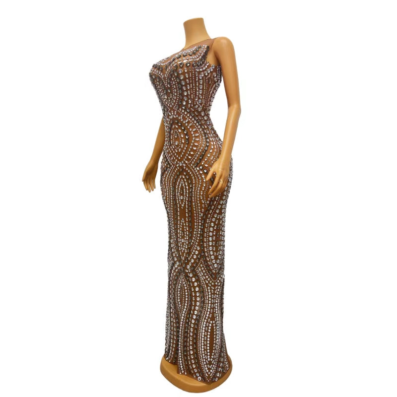 CELESINYI Bowen Crystal Wave Mermaid Gown