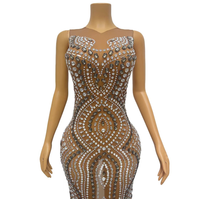 CELESINYI Bowen Crystal Wave Mermaid Gown