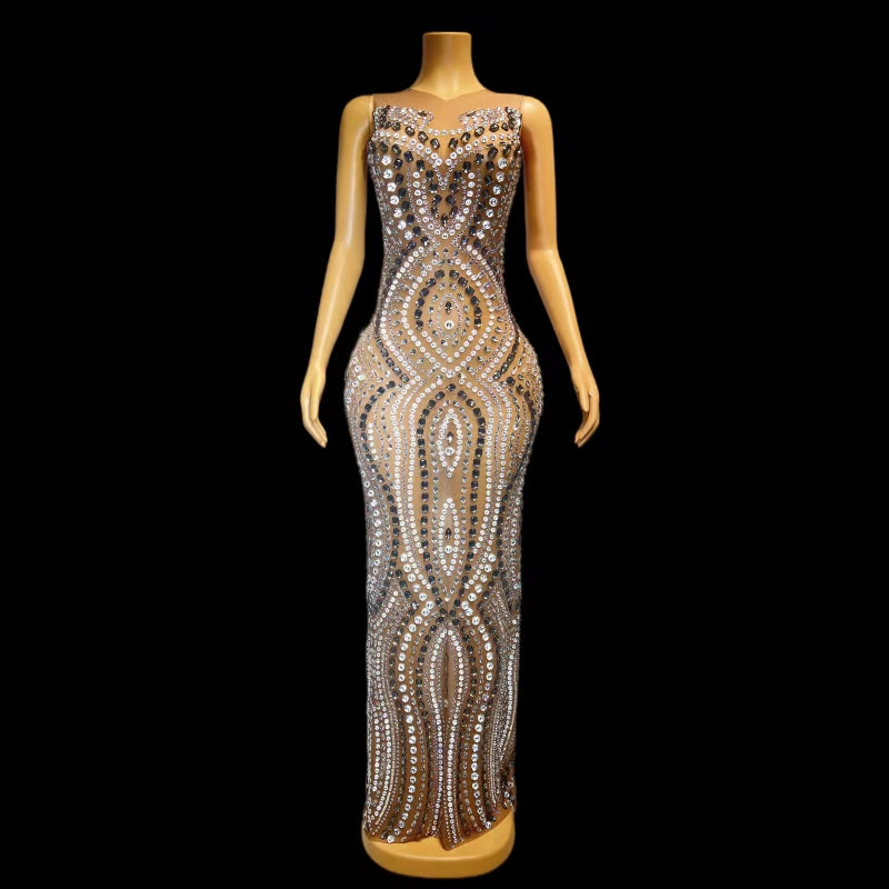 CELESINYI Bowen Crystal Wave Mermaid Gown