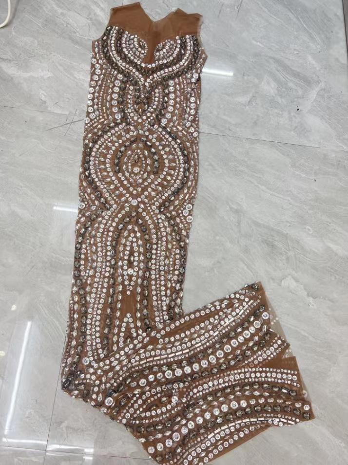 CELESINYI Bowen Crystal Wave Mermaid Gown