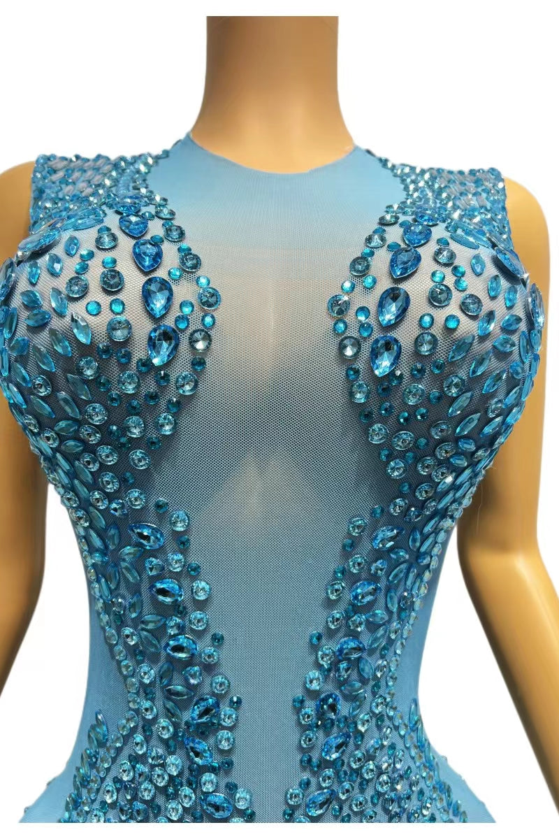 CELESINYI Bingdian Crystal Ice Mini Dress