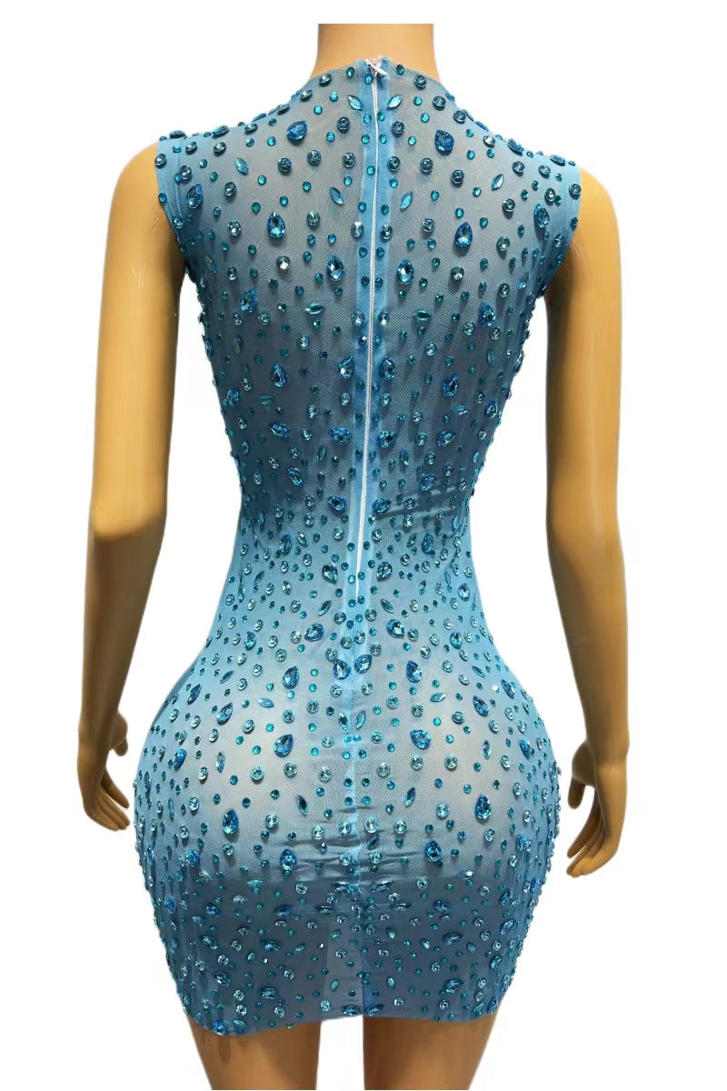 CELESINYI Bingdian Crystal Ice Mini Dress