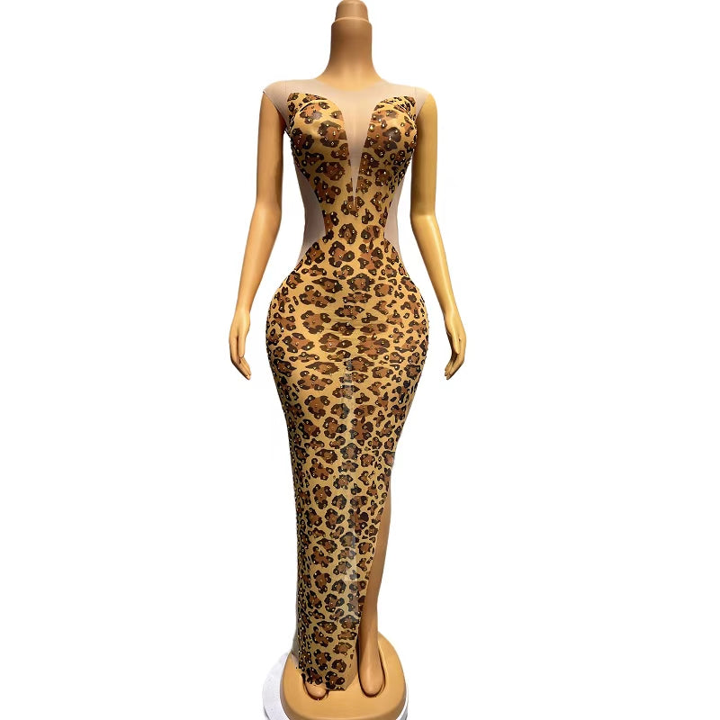 CELESINYI Baowenqun Crystal Leopard Gown