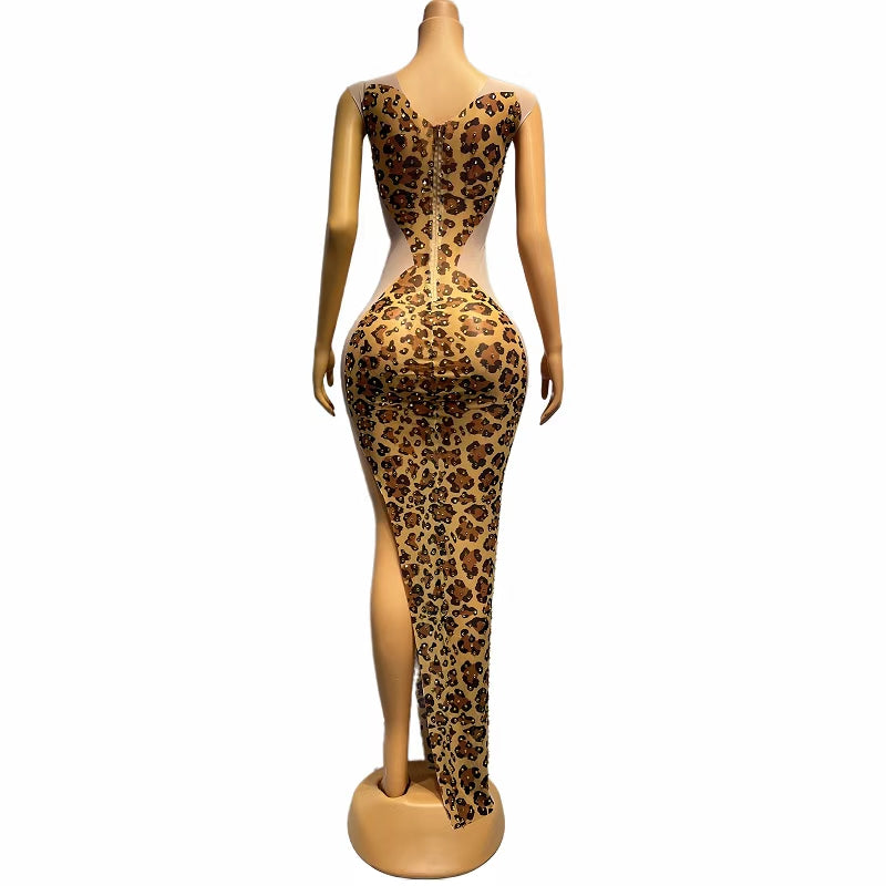 CELESINYI Baowenqun Crystal Leopard Gown