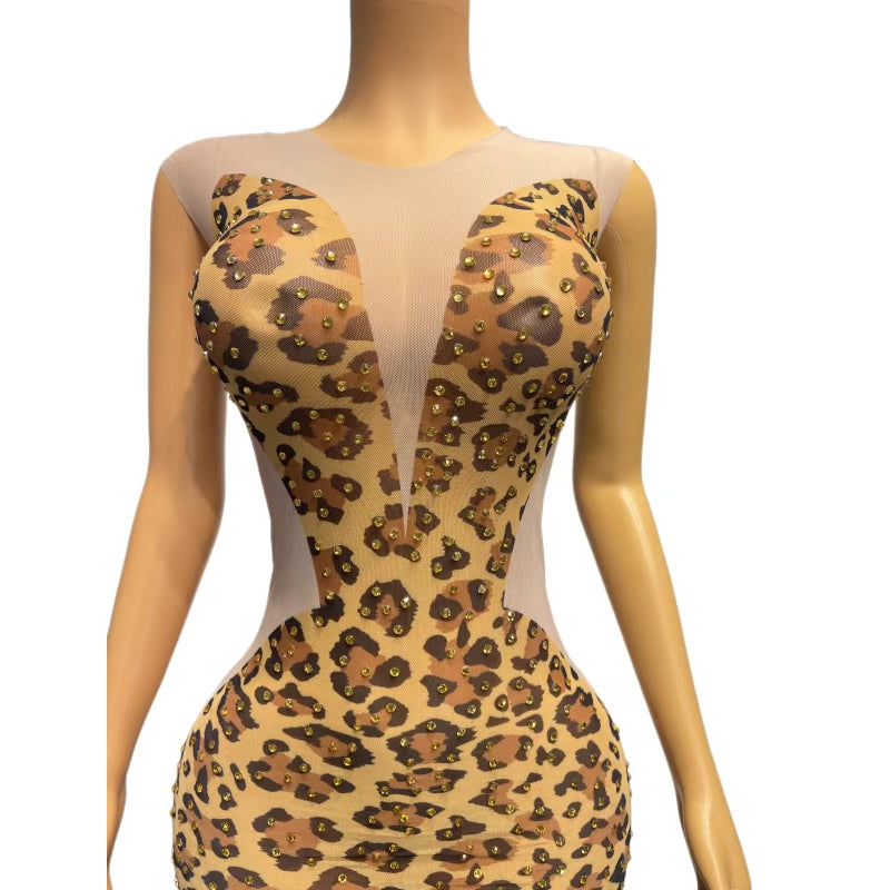 CELESINYI Baowenqun Crystal Leopard Gown