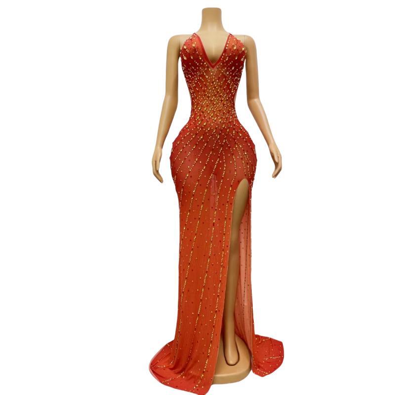 CELESINYI Papagan Crystal Pink Gown