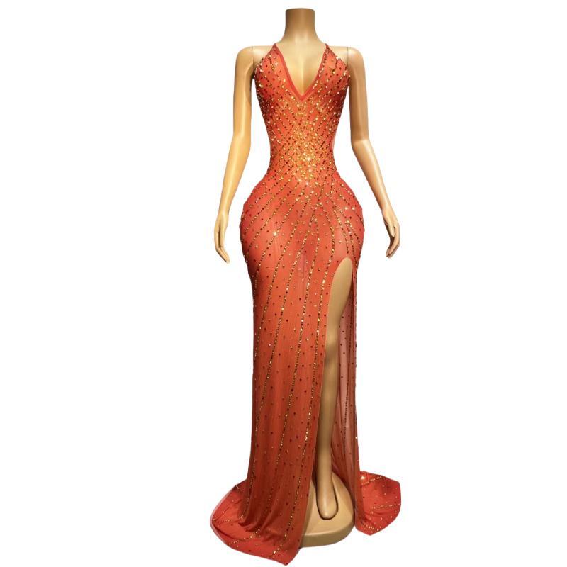 CELESINYI Papagan Crystal Pink Gown