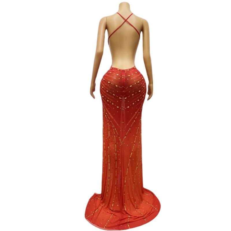 CELESINYI Papagan Crystal Pink Gown