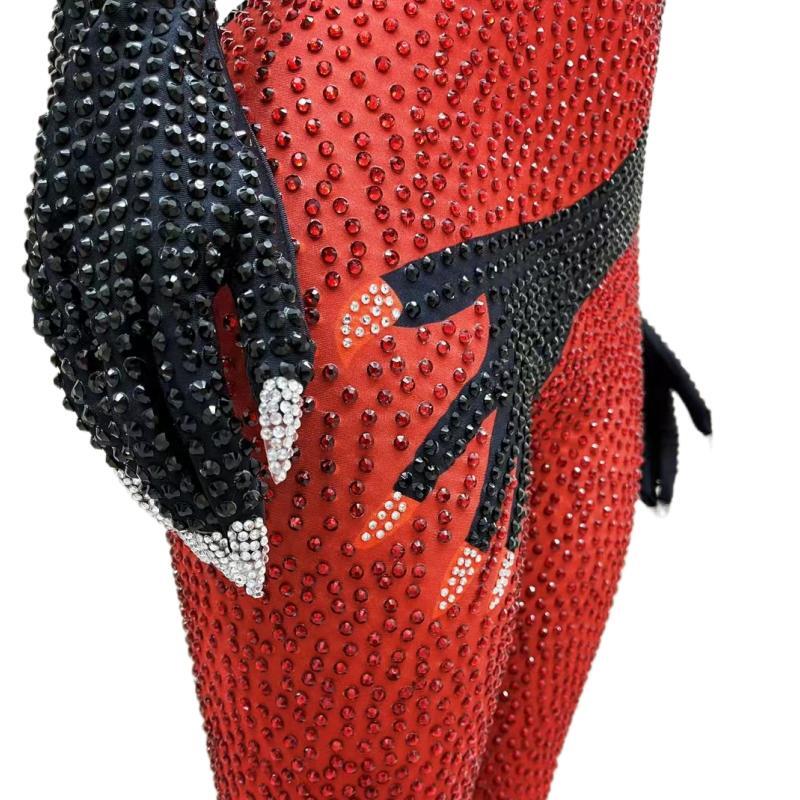 CELESINYI Moshou Crystal Red Glove Bodysuit