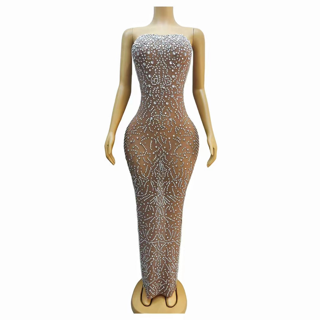 CELESINYI Nianhua Crystal Paisley Mini Dress
