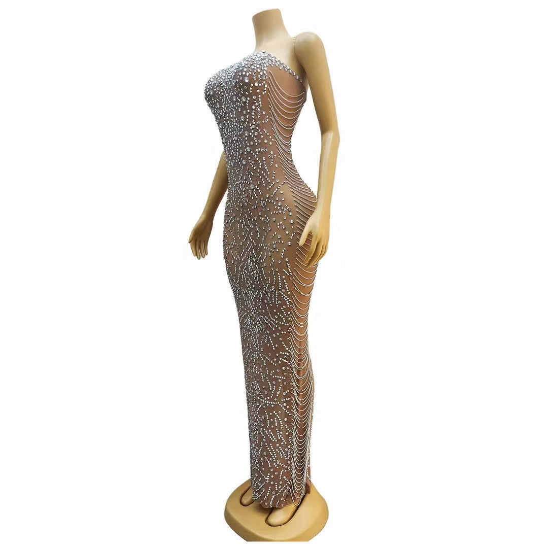 CELESINYI Nianhua Crystal Paisley Mini Dress