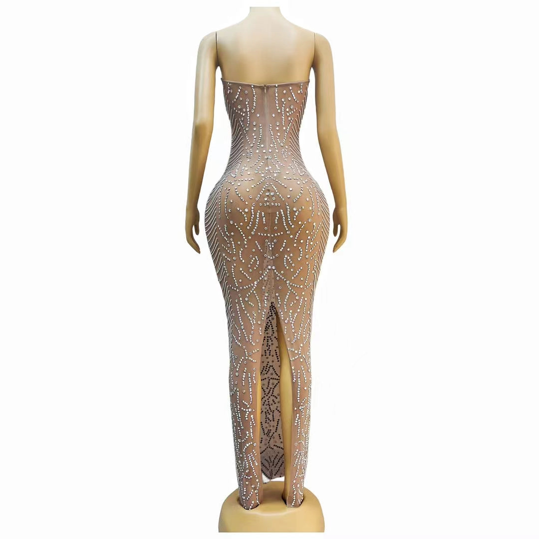 CELESINYI Nianhua Crystal Paisley Mini Dress