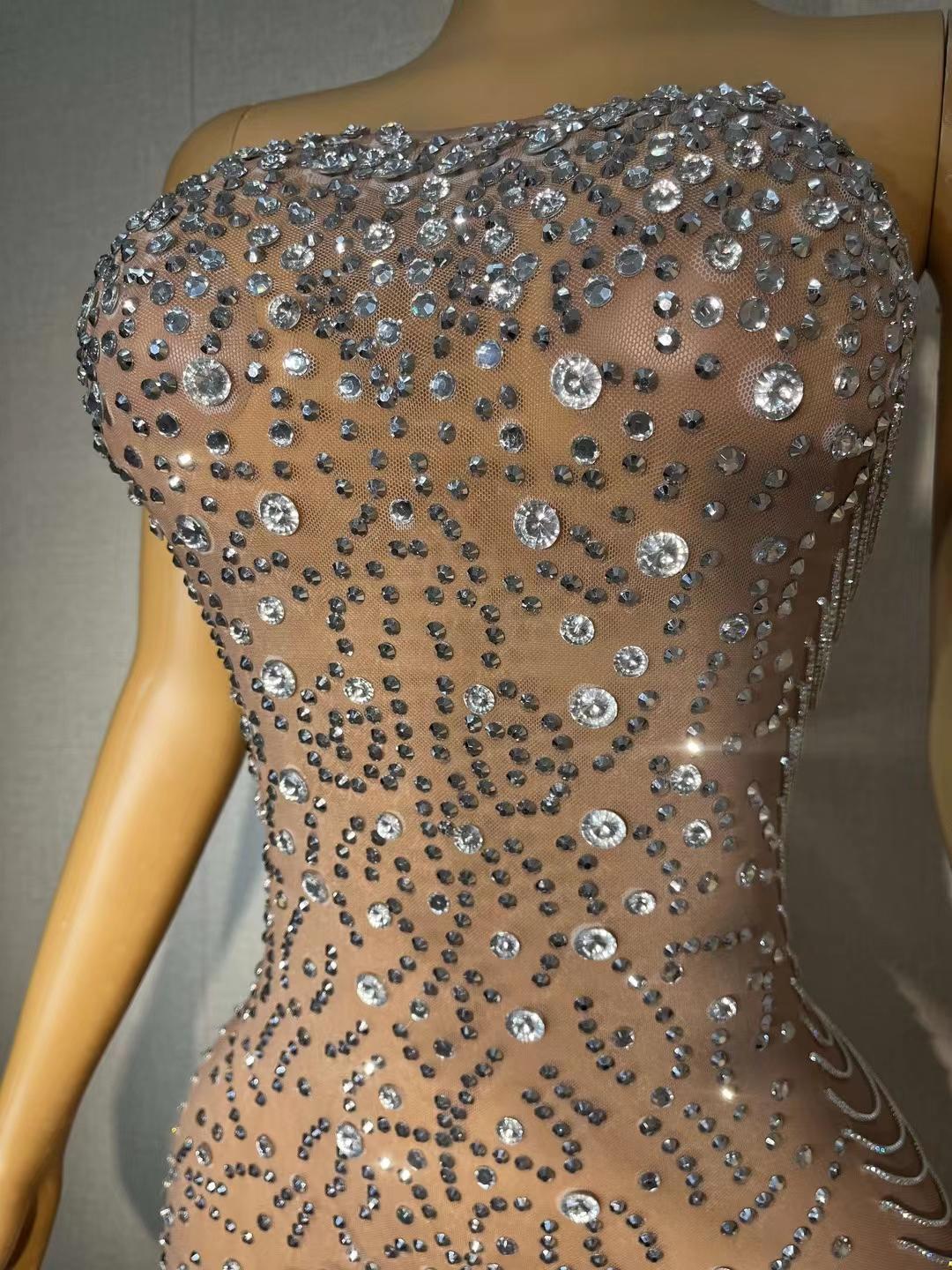 CELESINYI Nianhua Crystal Paisley Mini Dress