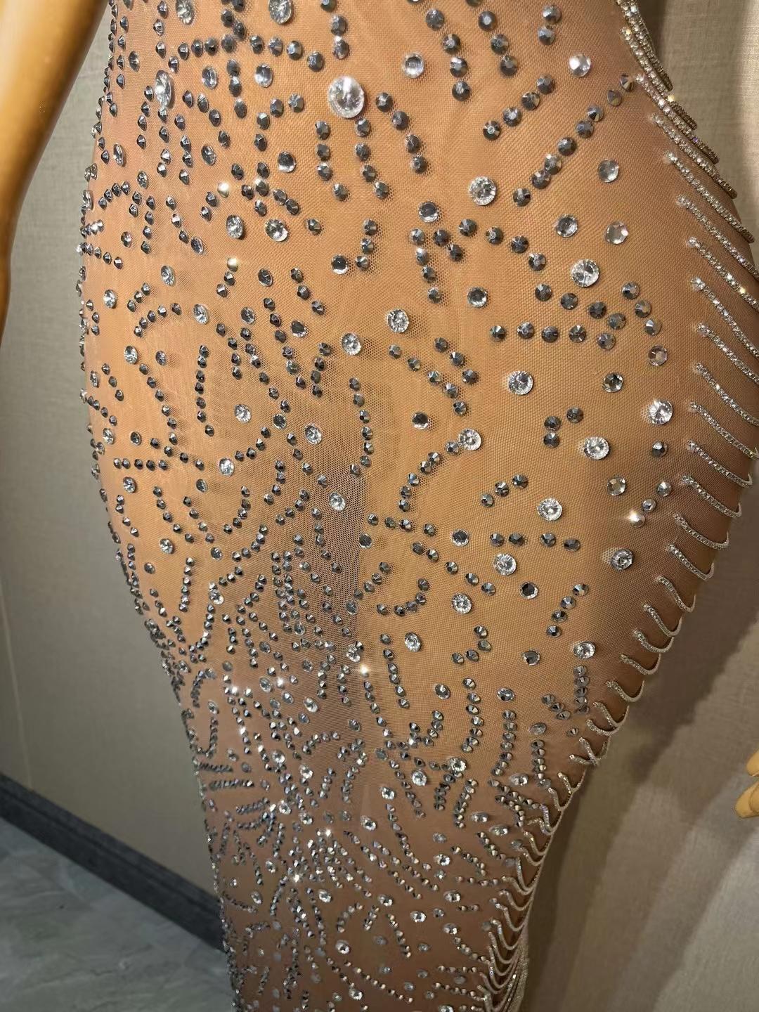 CELESINYI Nianhua Crystal Paisley Mini Dress