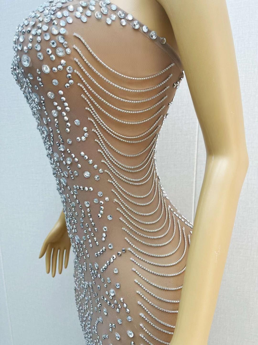 CELESINYI Nianhua Crystal Paisley Mini Dress