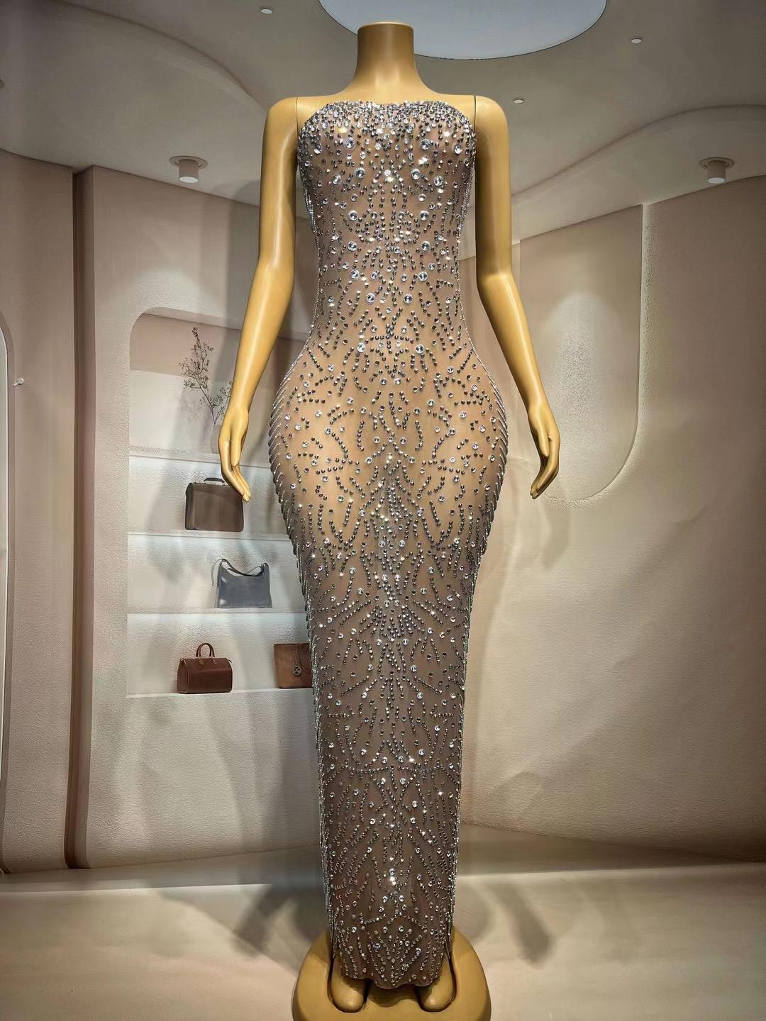 CELESINYI Nianhua Crystal Paisley Mini Dress
